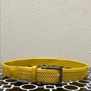 Men's Yellow Woven Braided Stretch Belt with Gunmetal Color Buckle Size M34-36